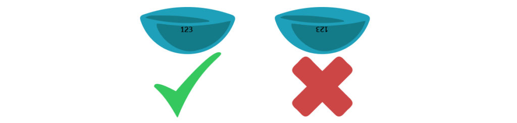 Marquages pour aider à mettre une lentille dans le bon sens.